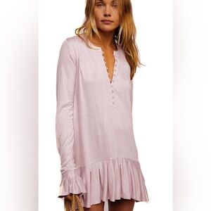 FREE PEOPLE Your Girl Long Sleeve Lavender 
 Ruffled Tunic